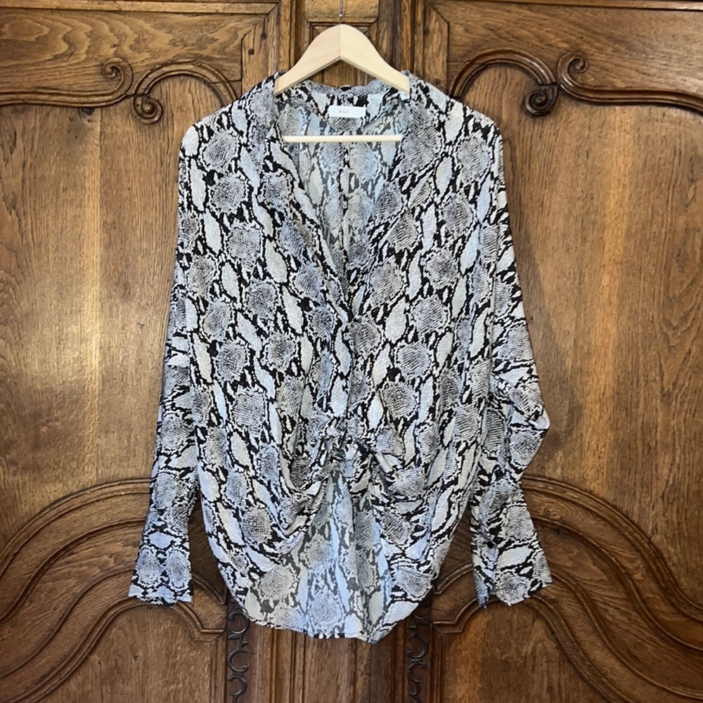 A.L.C. Silk Python Snakeskin Print Top - image 2